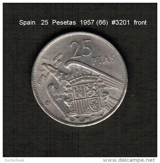 SPAIN    25  PESETAS  1957 (66)  (KM # 787) - 25 Pesetas