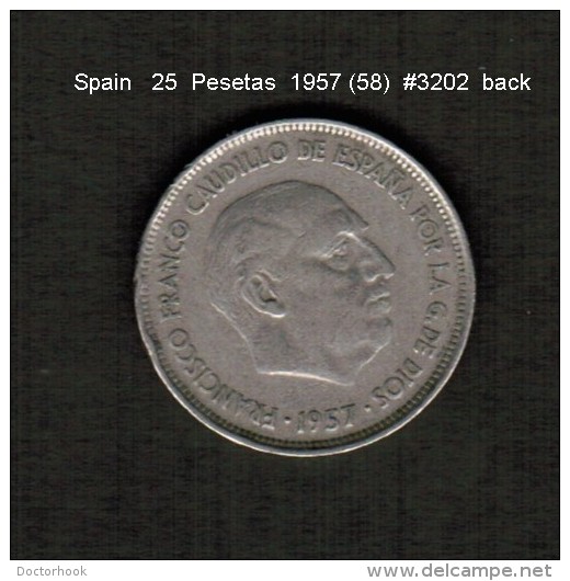SPAIN    25  PESETAS  1957 (58)  (KM # 787) - 25 Pesetas