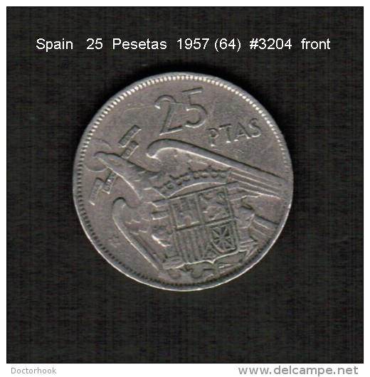 SPAIN    25  PESETAS  1957 (64)  (KM # 787) - 25 Pesetas