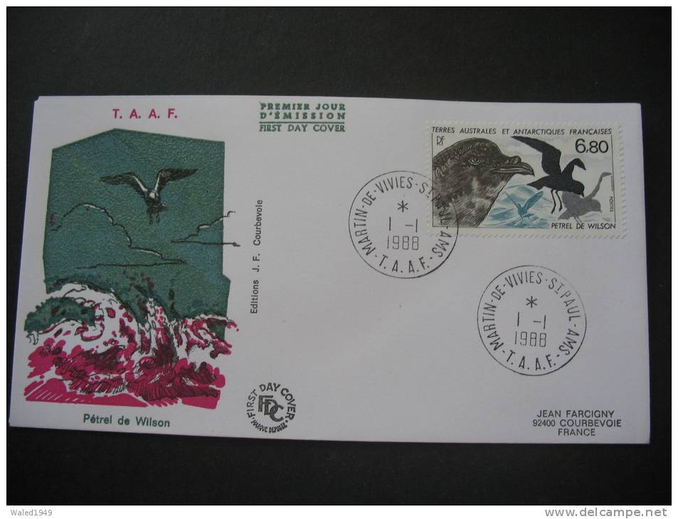 TAAF.  Fauna/Vogels/birds/Petrel De Wilson FDC/ETB (FDC851-854) - FDC