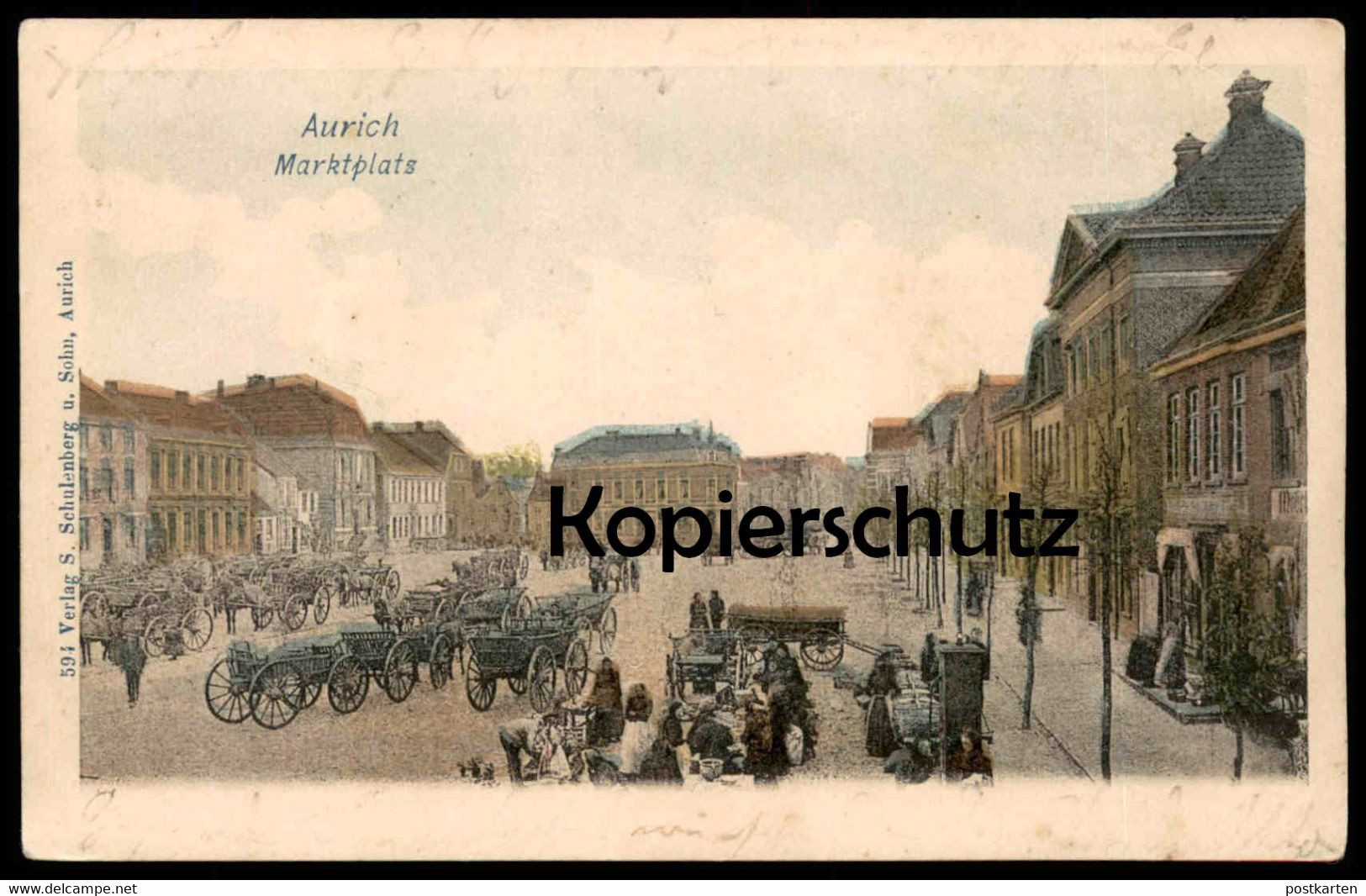 ALTE POSTKARTE AURICH OSTFRIESLAND MARKTPLATS MARKTPLATZ HÄNDLER MARKT Marché Market Ansichtskarte AK Cpa Postcard - Aurich