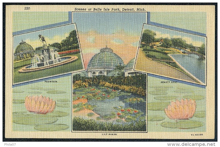 226 - Scenes At Belle Isle Park, Detroit, Mich. ----- Postcard Not Traveled - Detroit