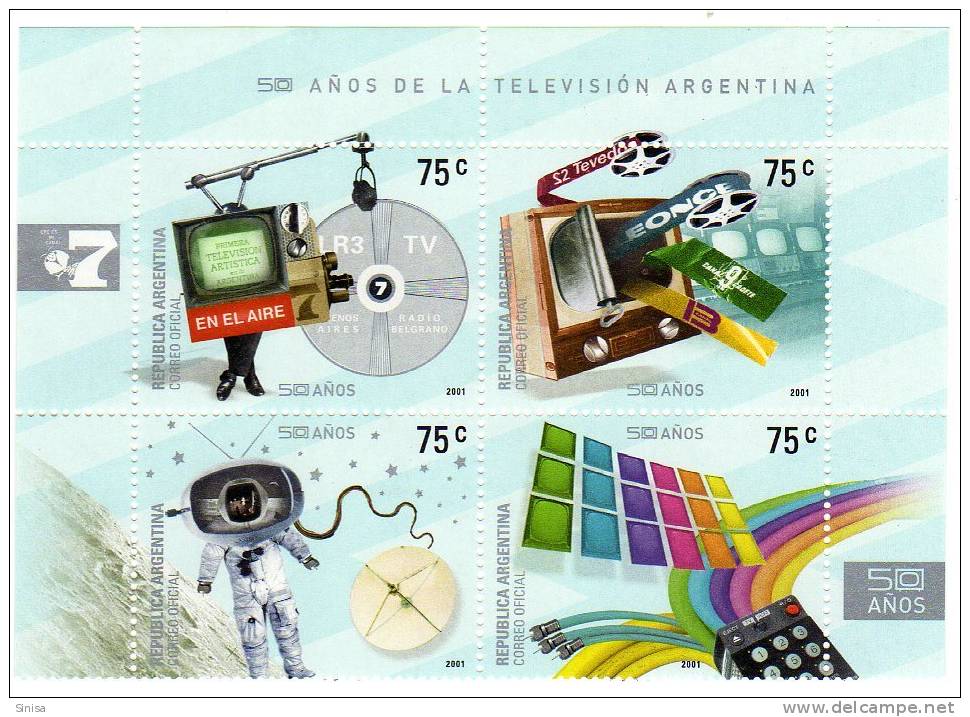 Argentina / The 50 Th Anniversary Of Television Of Argentina - Unused Stamps
