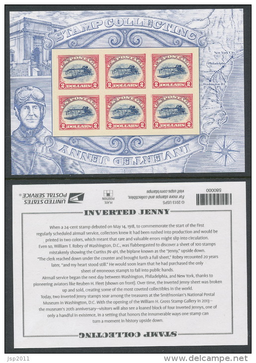 USA 2013 Scott 4806 SS, Inverted Jenny, Souvenir Sheet DIE CUT,  MNH (**) - Nuovi