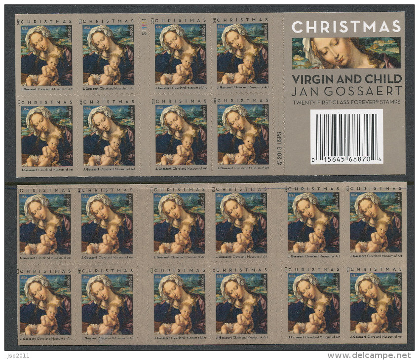 USA 2013 Scott 4815, Christmas Madonna And Child,  Booklet Of 20 WITH DIE CUTS, MNH (**) - 1981-...