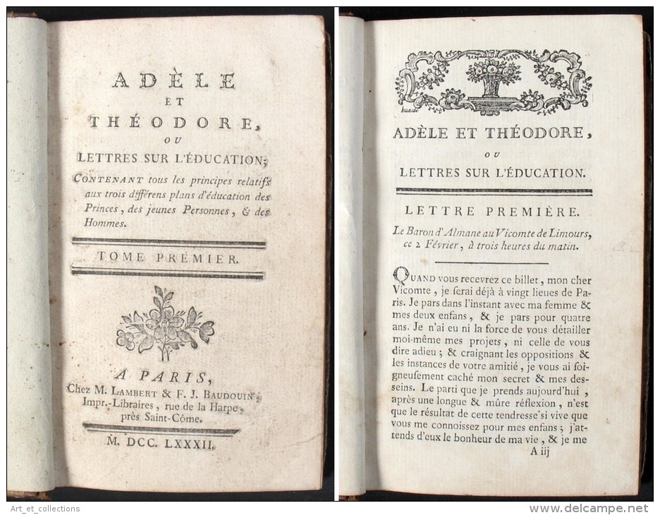 Adèle Et Théodore, Ou Lettres Sur L’ÉDUCATION / Lambert Et Baudouin éditeurs En 1782 - 1701-1800