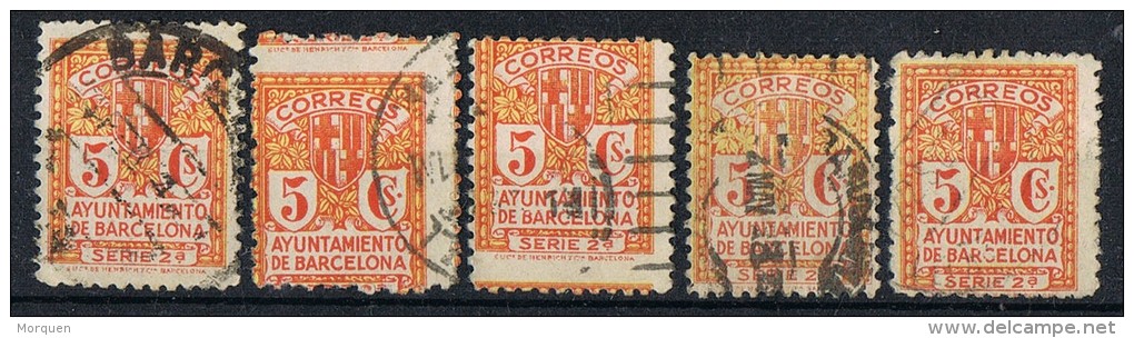 Sellos BARCELONA Recargo Exposicion, Variedad Descentrados,  Num 10 º - Barcelona