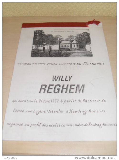 Calendrier 1992 Houdeng Goegnies - Willy Reghem - Course - Grand Format : 1991-00