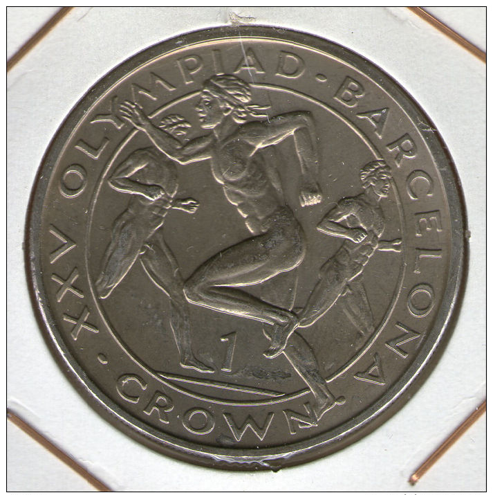 GIBRALTAR *** 1 Crown / Corona  1991 ***  Barcelona Olympics 1992 - Cu-Ni - 38.8 Mm - KM# 68 - Gibraltar