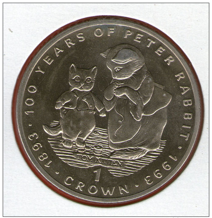 GIBRALTAR *** 1 Crown / Corona  1993 ***  Tales Of Peter Rabbit - Tom Kitten With Mother Cat - Cu-Ni - 38.8 Mm - KM# 213 - Gibraltar