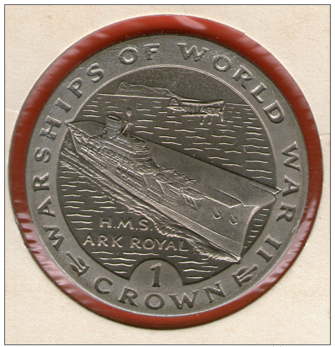 GIBRALTAR *** 1 Crown / Corona  1993 ***  Warships Of WWII - HMS Ark Royal - Cu-Ni - 38.8 Mm - KM# 121 - Gibraltar