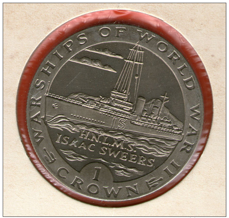 GIBRALTAR *** 1 Crown / Corona  1993 ***  Warships Of WWII - HNLMS Isaac Sweers- Cu-Ni - 38.8 Mm - KM# 115 - Gibraltar