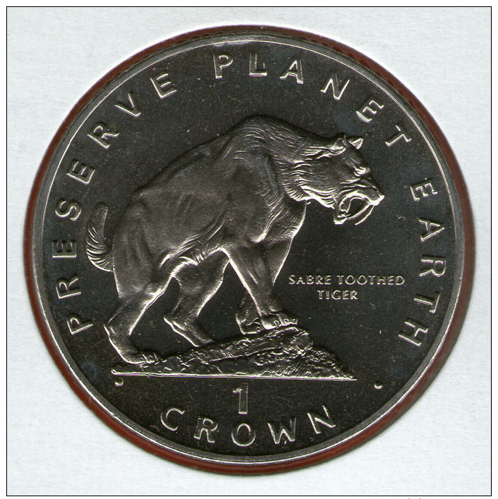 GIBRALTAR *** 1 Crown / Corona  1994 ***  Preserve Planet Earth - Sabre-tooth Tiger - Cu-Ni - 38.8 Mm - KM# 239 - Gibraltar