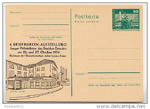 DDR P79-14-74 C16 Postkarte PRIVATER ZUDRUCK Klubhaus Gewerkschaften Riesa 1974 - Cartoline Private - Nuovi