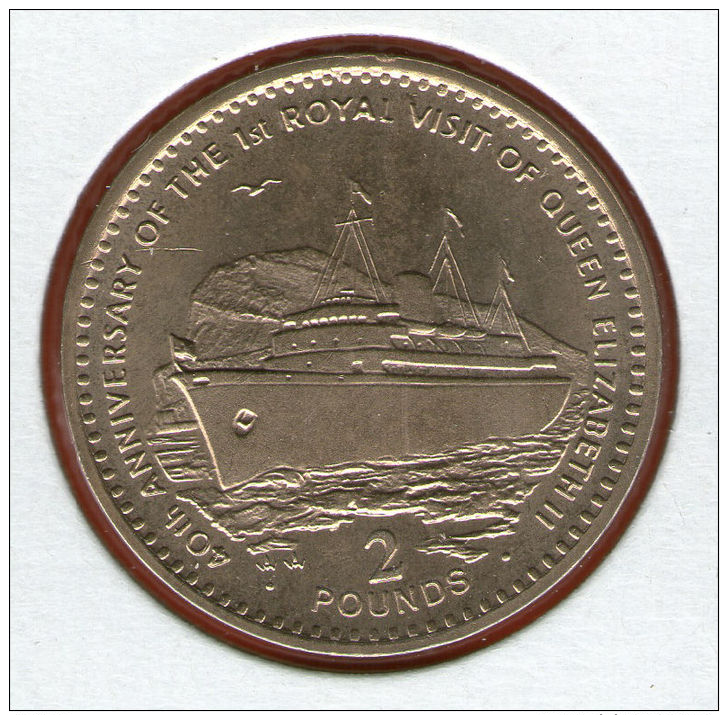 GIBRALTAR *** 2 Pounds / Libras 1994 ***  40th Anniv. - Queen Elizabeth II's 1st Royal Visit - Virenium - KM# 325 - Gibraltar