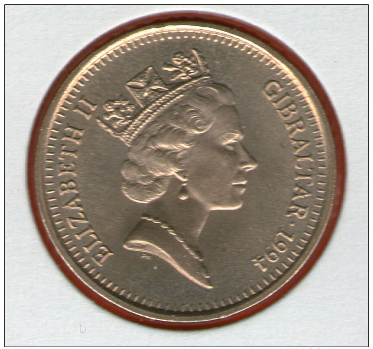 GIBRALTAR *** 2 Pounds / Libras 1994 ***  40th Anniv. - Queen Elizabeth II's 1st Royal Visit - Virenium - KM# 325 - Gibraltar