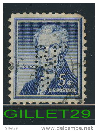 US STAMPS - JAMES MONROE (TROUÉS) - 5ç CENTS - 1938 SCOTT No 810 - USED - - Oblitérés