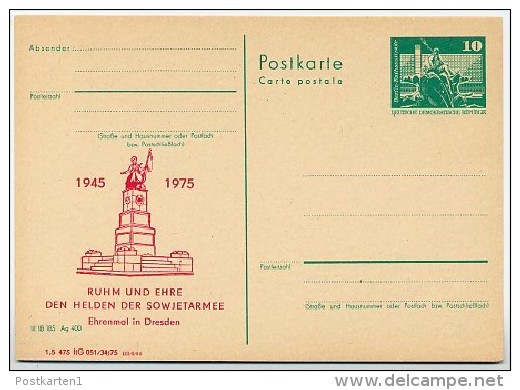 DDR P79-2-75 C24 Postkarte PRIVATER ZUDRUCK Ehrenmal Dresden 1975 - Cartoline Private - Nuovi