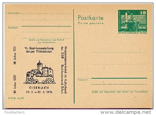 DDR P79-1a-76 C29-a Postkarte PRIVATER ZUDRUCK Schwarz Wartburg Eisenach 1976 - Cartoline Private - Nuovi