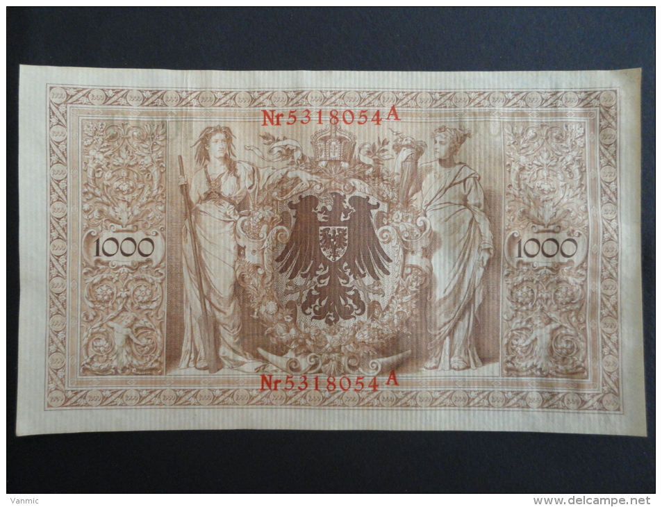 1910 A - 21 Avril 1910 - Billet 1000 Mark - Allemagne - Série A : N° 5318054 A - ReichsBanknote Deutschland Germany - 1000 Mark