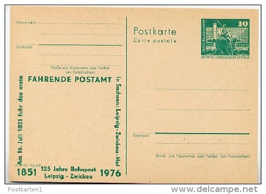 DDR P79-3a-76 C31-a Postkarte PRIVATER ZUDRUCK 125 Jahre Bahnpost Leipzig-Zwickau 1976 - Private Postcards - Mint