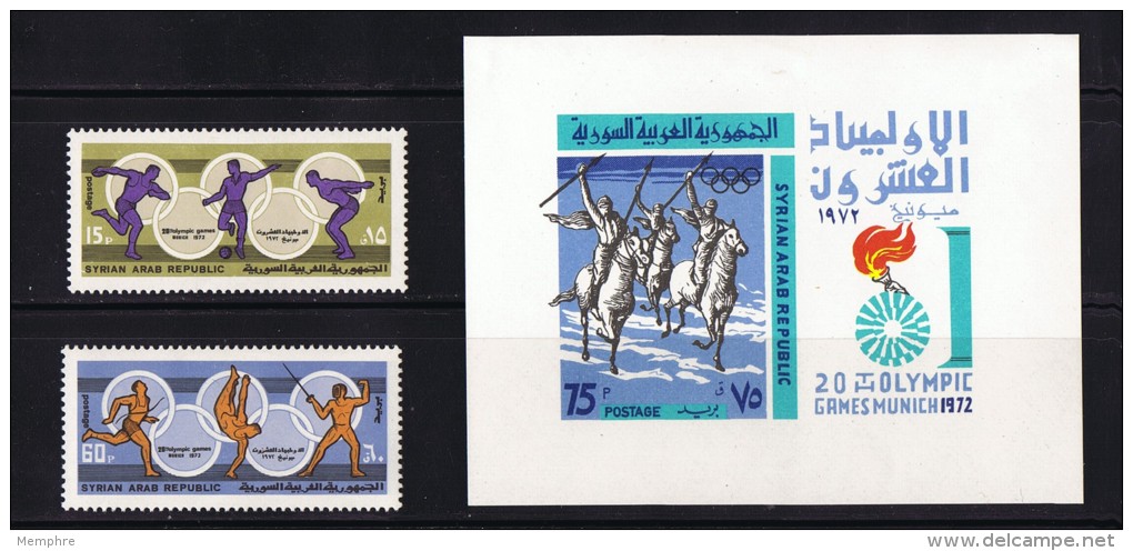 1972  Jeux Olympiques De Munich Sports, Guerriers à Cheval Timbres Et Bloc-feuillet Série Complète * - Syrie