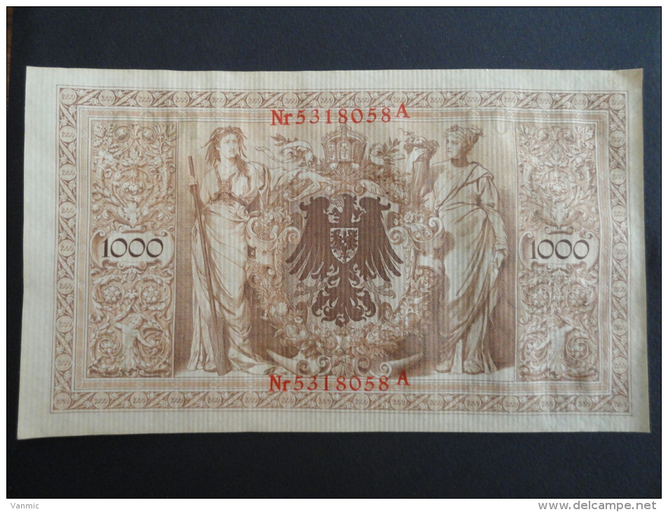 1910 A - 21 Avril 1910 - Billet 1000 Mark - Allemagne - Série A : N° 5318058 A - ReichsBanknote Deutschland Germany - 1000 Mark