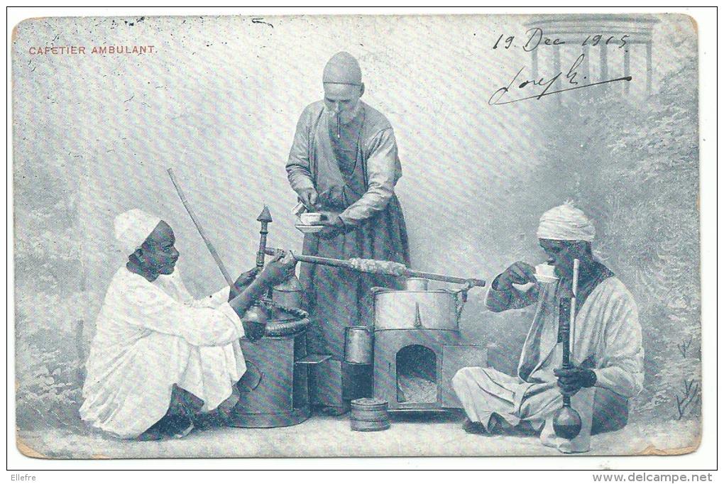 Cafetier Ambulant Au Caire Fumeur Narguilé, Cpa, Décembre 1915, Non Voyagée , - Marchands