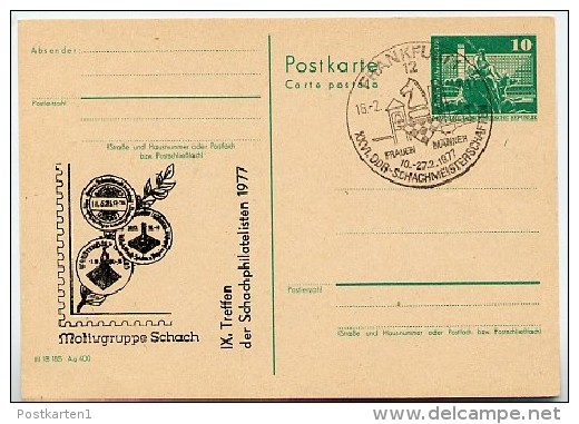 DDR P79-1a-77 C37-a Postkarte PRIVATER ZUDRUCK Schach Frankfurt/O. Sost. 1977 - Privé Postkaarten - Gebruikt