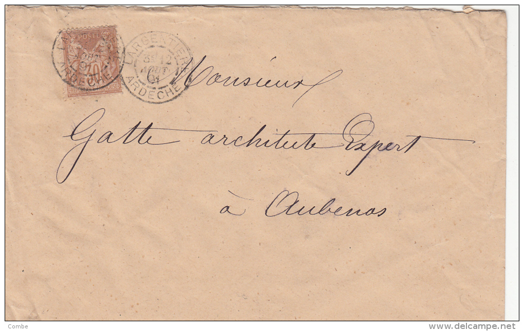 1891 Lettre, Largentiere Pour Aubenas BArdèche /2753 - 1877-1920: Periodo Semi Moderno