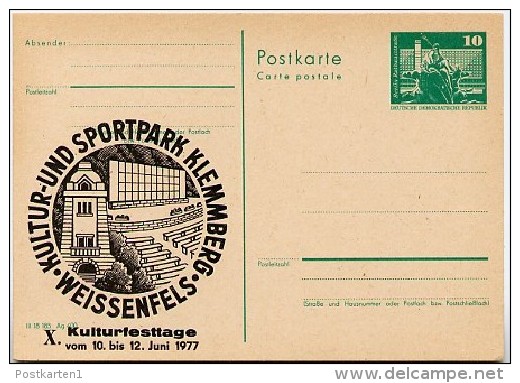 DDR P79-4a-77 C40-a Postkarte PRIVATER ZUDRUCK T.1 Sportpark Klemmberg Weißenfels 1977 - Cartoline Private - Nuovi