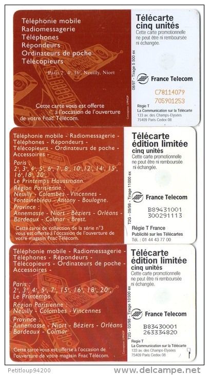 TELECARTES FNAC TELECOM   ( Gn 398/440/462)   (lot De 3)  ***** - 5 Unités