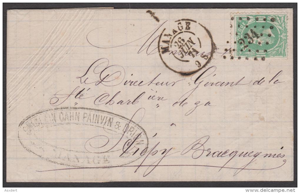 30 - BRIEF / LETTRE  Lp. 234  MANAGE 26-6-1871 >> STREPY - BRAQUEGNIES - 1869-1883 Leopold II