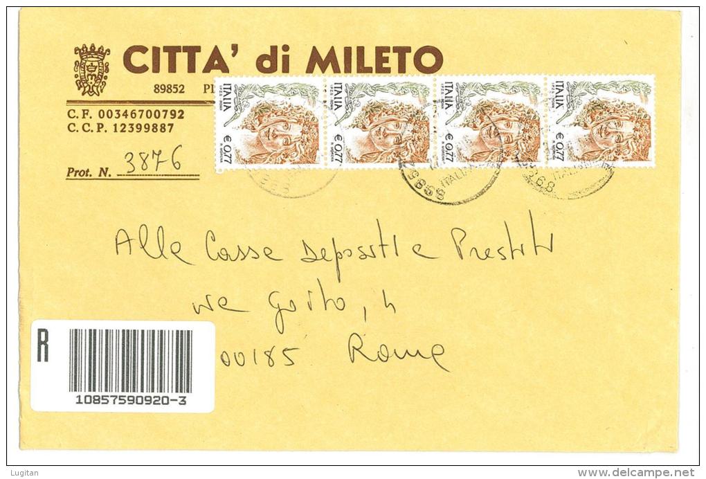 MILETO  CAP 89852  CATANZARO  ANNO 2004  - LS  - CALABRIA  -TEMATICA COMUNI D'ITALIA - STORIA POSTALE - Macchine Per Obliterare (EMA)