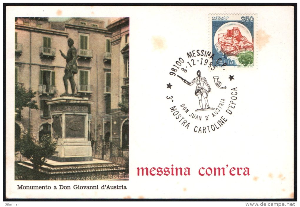 MONUMENTI / ITALIA MESSINA 1985 - 3^ MOSTRA CARTOLINE D´EPOCA - DON JUAN D´AUSTRIA - CARTOLINA UFFICIALE - Altri & Non Classificati