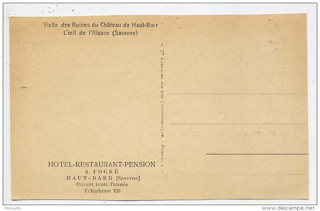 SAVERNE--LE HAUT BARR--Hotel-Restaurant-Pe Nsion--L´Hotel--carte Publicitaire--n° 47 éd CAP - Saverne