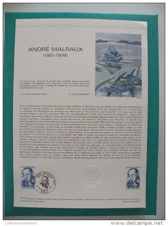 FDC, André Malraux - Paris - 24.11.1979 - 1er Jour, Collection Historique - 1970-1979