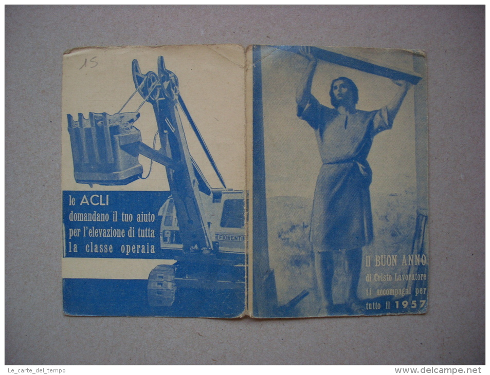 Calendario/calendarietto "BUON ANNO Di Cristo Lavoratore 1957" ACLI Associazioni Cristiane Lavoratori Italiani - Grand Format : 1941-60