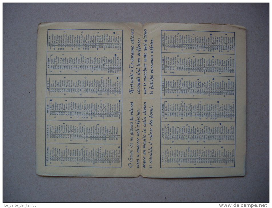 Calendario/calendarietto "BUON ANNO Di Cristo Lavoratore 1957" ACLI Associazioni Cristiane Lavoratori Italiani - Grossformat : 1941-60