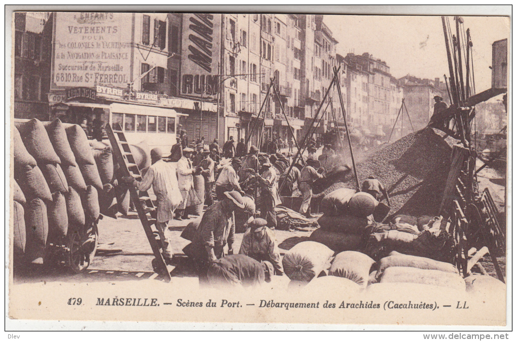 Marseille - Scènes Du Port - Débarquement Des Arachaides (Cacahouètes) - LL 179 - Carte D´un Carnet - Vieux Port, Saint Victor, Le Panier
