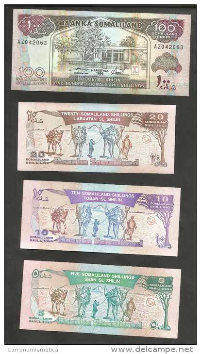 [NC] SOMALILAND - 5 - 10 - 20 - 100 SOMALILAND SHILLINGS (1994 / 1996) LOT Of 4 NOTES - Altri & Non Classificati