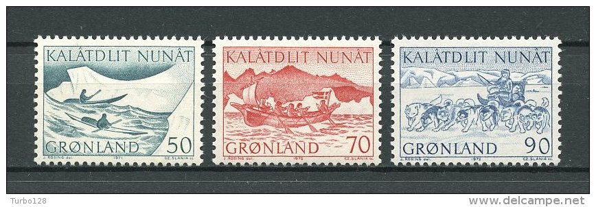 GROENLAND 1971  N° 66/68 **  Neufs = MNH Superbes Cote 1.20 € Faune Fauna Transports Poste Chiens Dog Bateaux - Autres & Non Classés