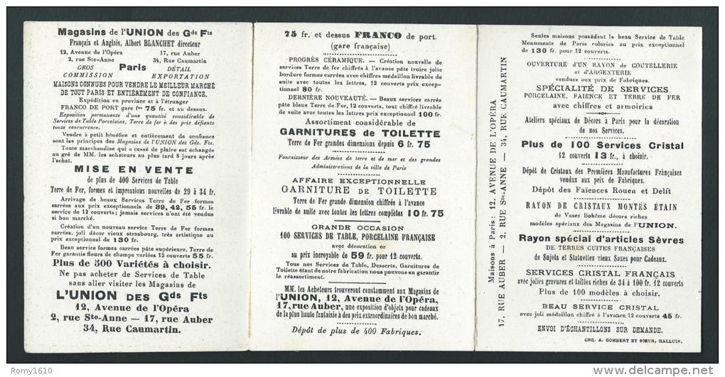 Chromo Publicitaire Gombert. Triptyque. Magasins De L´Union, Paris. Voir Détails. 2 Scans. - Collections