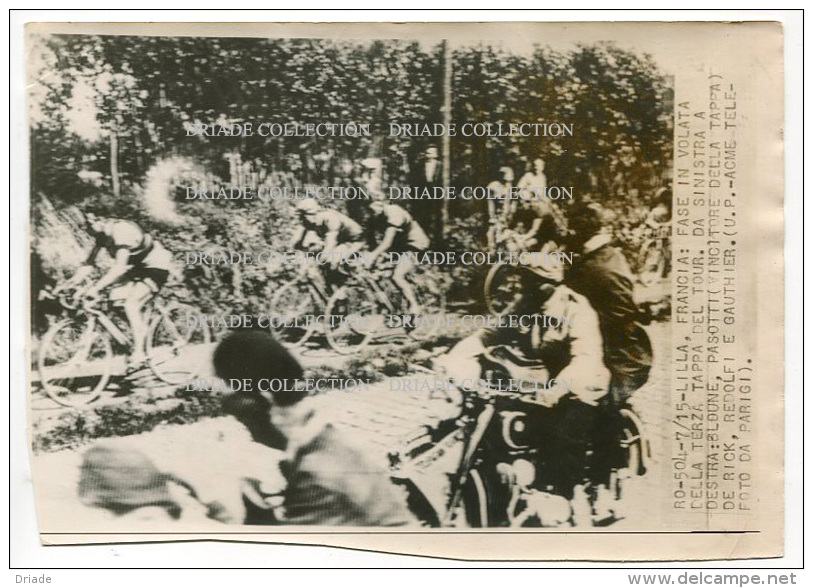 FOTOGRAFIA ORIGINALE TOUR DE FRANCE BLOUNE PASOTTI DE RICK REDOLFI GAUTHIER LILLE NORD PAS DI CALAIS ANNI ´50 CICLISMO - Sport