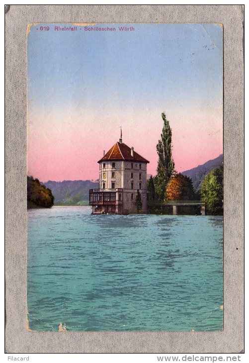 44057     Svizzera,     Rheinfall  -  Schlosschen  Worth,  VG  1925 - Autres & Non Classés