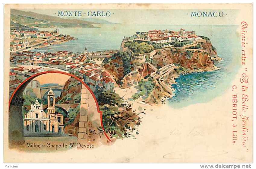 Dépts  Divers - Monaco - Ref H406  - Monte-carlo -vue Générale - Vallon Et Chapelle Ste-dévote En Médaillon - - Monte-Carlo