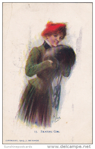 J De Yonch Skating Girl 1908 - Sonstige & Ohne Zuordnung