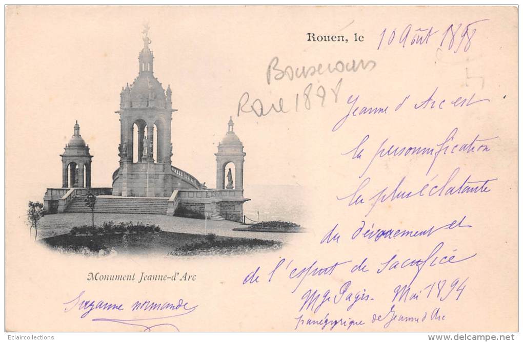 Bonsecours   76        Monument  Jeanne D'Arc   A Voyagé En 1898 - Bonsecours