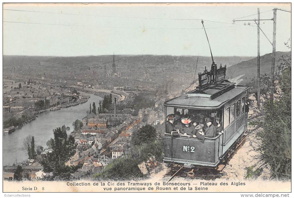 Bonsecours   76    Tramway   Vue Panoramique Sur Rouen - Bonsecours