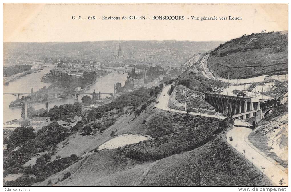 Bonsecours   76    Tramway   Vue Générale Vers Rouen - Bonsecours